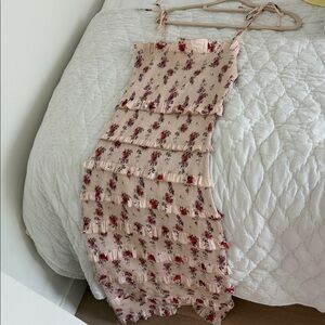 V. Chapman Blush Floral Tiered Maxi Dress